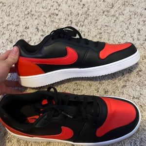 Nike red and white court vision shoes